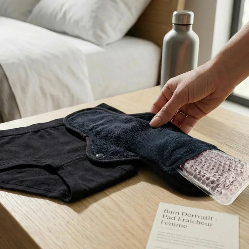 Accessoire de Fraîcheur Périnéale Inspiré du Bain Dérivatif (2 serviettes + 2 pads froids + 1 pochette)