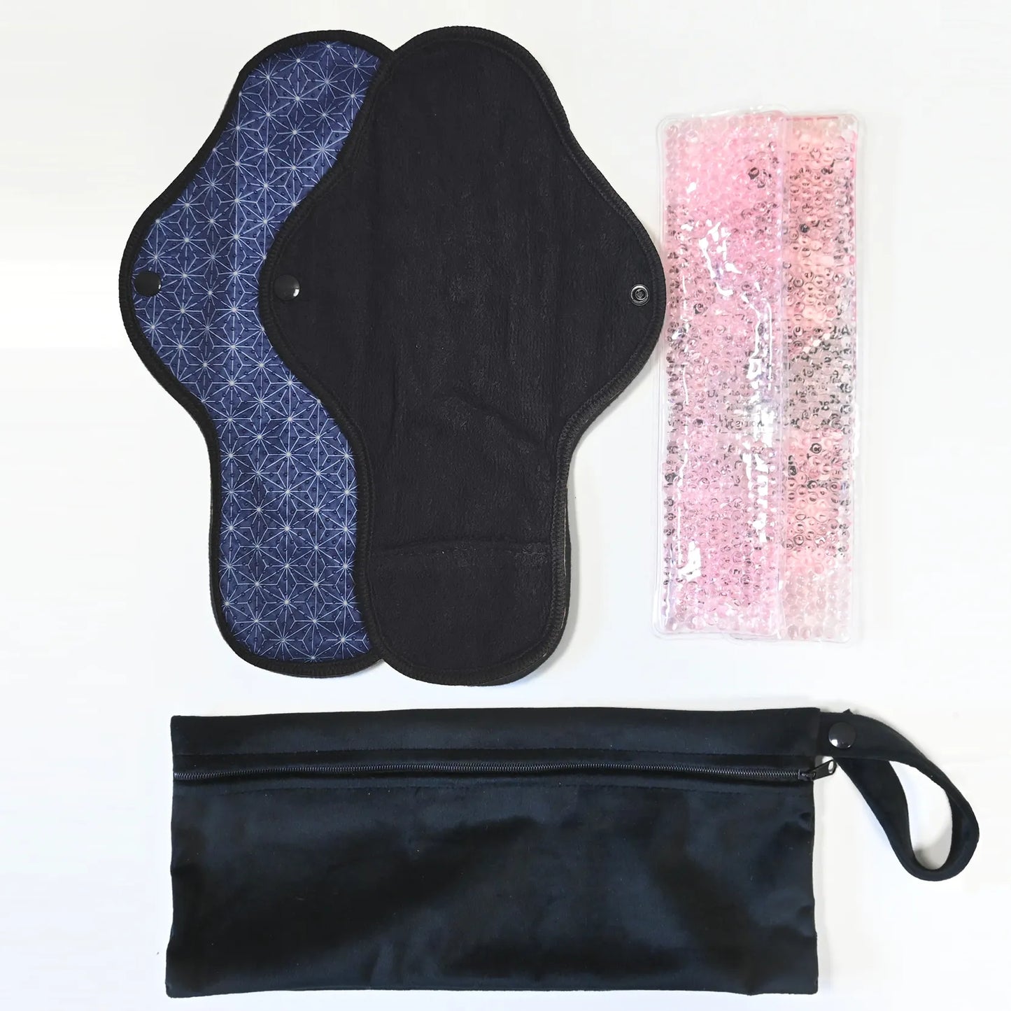 Règle douloureuse : 2 serviettes + 2 pads soulageant chaud / froid + 1 pochette