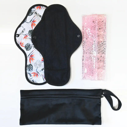 Règle douloureuse : 2 serviettes + 2 pads soulageant chaud / froid + 1 pochette