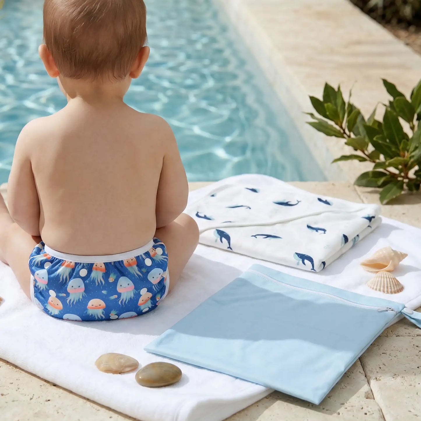 [TikTok] Kit Bébé Nageur - Couche de bain + Sac piscine + Cape de bain